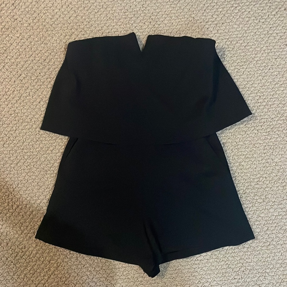 Aqua Black Strapless Romper